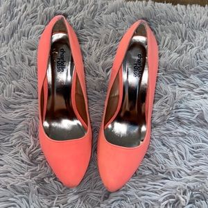 Bright orange/pink heels